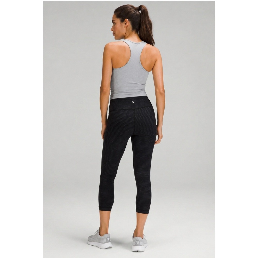 Lululemon Cropped Leggings Womens 6 Gray Knit Inner Pocket Athleisure